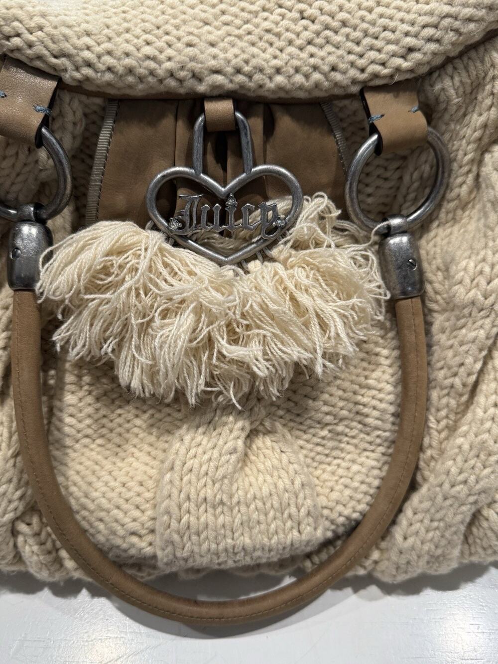 Juicy Couture Women’s Beige Knitted Large Shoulder Bag